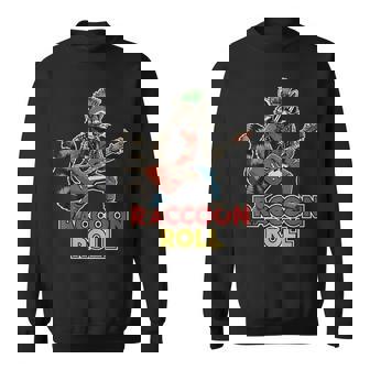 Raccoon Roll Retro Punk Rock Music Guitar Lovers Sweatshirt Unisex | Mazezy