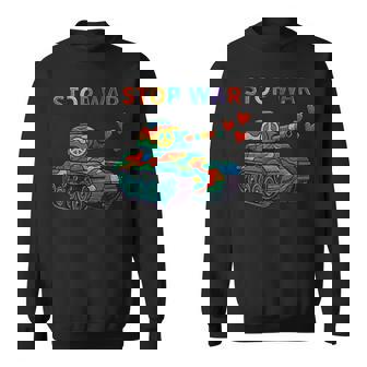 Rainbow Tank Peace Symbol Shooting Hearts Sweatshirt Unisex | Mazezy