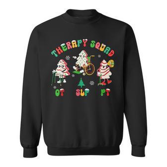 Therapy Squad Slp Ot Pt Christmas Retro Rehab Team Xmas Crew Sweatshirt - Thegiftio UK