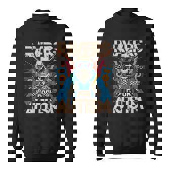 Ravers For Autism Skeleton With Glowsticks EDM Music Sweatshirt Unisex | Mazezy