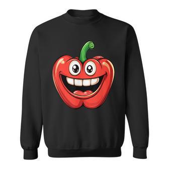 Red Bell Pepper Smiling Comic Style Sweatshirt Unisex | Mazezy
