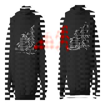 Red Buffalo Plaid Pajama Bigfoot Christmas Sweatshirt | Mazezy