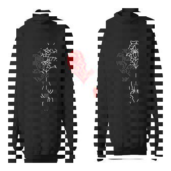 Red Heart And Spider Web Gothic Halloween Sweatshirt Unisex | Mazezy