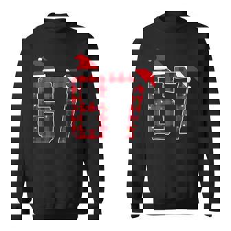 Red Plaid Six Seven Christmas Pajama 67 Meme Xmas Lights Boy Sweatshirt - Thegiftio