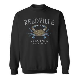 Reedville Virginia Blue Crab Since 1874 Grey Letters Sweatshirt Unisex | Mazezy