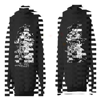 Retro Bigfoot Christmas Lights Sasquatch Tattoo Style Xmas Sweatshirt Unisex | Mazezy