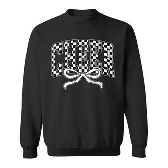 Retro Checkered Cheer Coquette Bow Cheer Coach Game Day Sweatshirt | Mazezy
