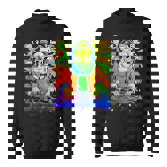 Retro Christmas House Music Santa Dj Techno Rave Edm Xmas Sweatshirt | Seseable CA