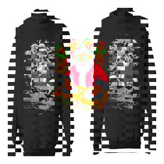 Retro Christmas House Music Santa Dj Techno Rave Edm Xmas Sweatshirt - Thegiftio