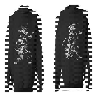 Retro Guitar Cat Rock Cat Playing Guitar Sweatshirt - Seseable