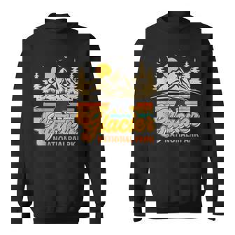 Retro Glacier National Park Bear Montana Hiking Camping Sweatshirt Unisex | Mazezy