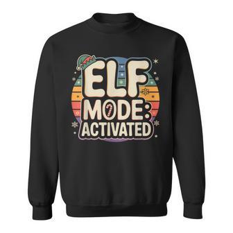 Retro Holiday Elf Mode Fun Festive Winter Family Group Sweatshirt - Thegiftio UK