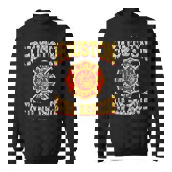 Retro Houston Fire Department Patch Flag Texas Firefighter Sweatshirt Unisex | Mazezy