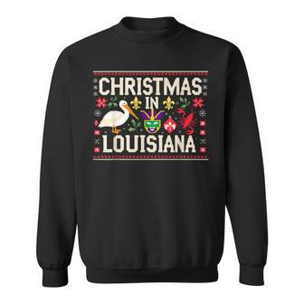 Retro Louisiana Christmas Carnival Mardi Gras Holiday Sweatshirt Unisex | Mazezy