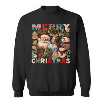 Retro Plaid Merry Christmas Disco Ball Sweatshirt - Thegiftio UK
