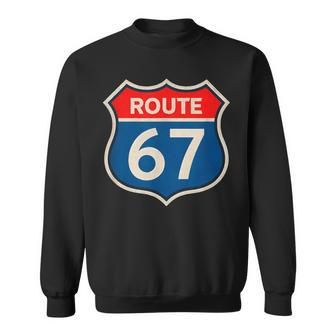 Retro Route 67 Meme Six Seven Aura Energy Number 67 Humor Sweatshirt - Thegiftio UK