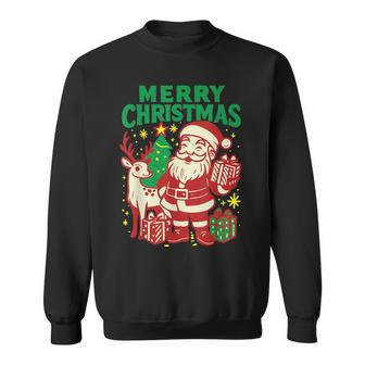 Retro Santa Merry Christmas Vintage Holiday Graphic 60S Sweatshirt - Thegiftio UK