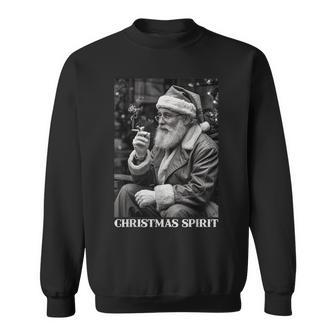 Retro Style Santa Claus Smoking Cigarette Christmas Spirit Sweatshirt Unisex | Mazezy