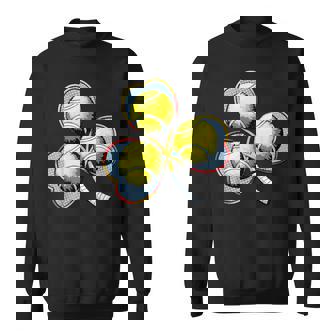 Retro Tennis Irish Shamrock Clover Sports St Patricks Day Sweatshirt Unisex | Mazezy