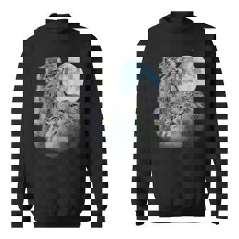 Retro Three Pallas Cats Howling At The Moon Cat Meme Sweatshirt - Thegiftio