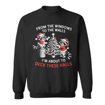 Retro From The Windows To The Walls Raccoon Christmas Sweatshirt - Thegiftio UK