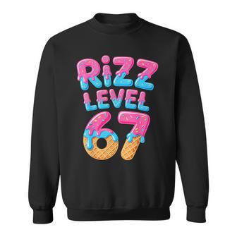 Rizz Level 67 Meme Rizz Christmas Ice Cream Drip Sweatshirt - Thegiftio UK