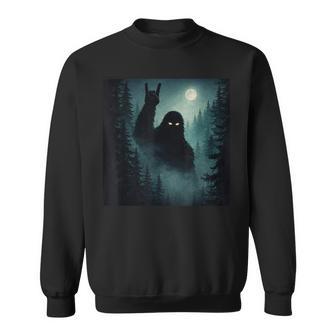 Rock On Bigfoot Sasquatch Cryptid Night Forest Sweatshirt - Thegiftio UK