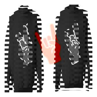 Rock Hand Sign – Red Hand Symbol With Outline Sweatshirt Unisex | Mazezy