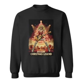 Rockin’ Christmas X-Mas Legend Female Guitarist Apparel Sweatshirt - Monsterry