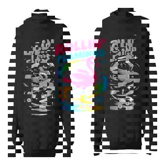 Rollin' Flamingo Roller Skating Bird Fun Sweatshirt Unisex | Mazezy