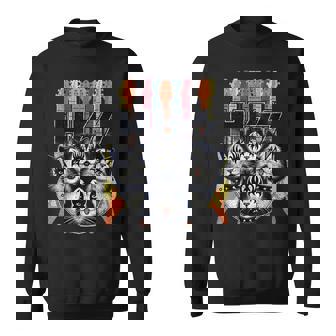 Hiss Cats 子猫 パロディ ロック ロッキン ヴィンテージ レトロ 猫 スウェットシャツ - Kawaiitshirt