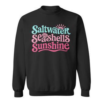 Saltwater Seashells Sunshine Retro Beach Summer Sweatshirt - Monsterry
