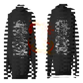 Samurai Warrior Holding Katana Sword With Dragon Sweatshirt Unisex | Mazezy