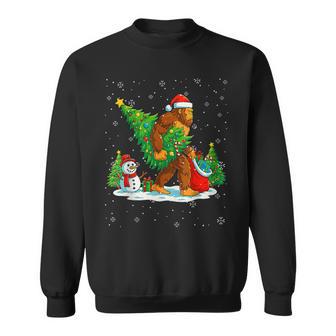 Santa Bigfoot Christmas Tree Xmas Lights Sasquatch Men Sweatshirt - Thegiftio UK