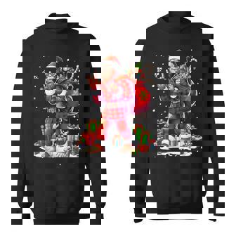 Santa Christmas Tree Lights Sasquatch Rock Bigfoot Christmas Sweatshirt - Seseable