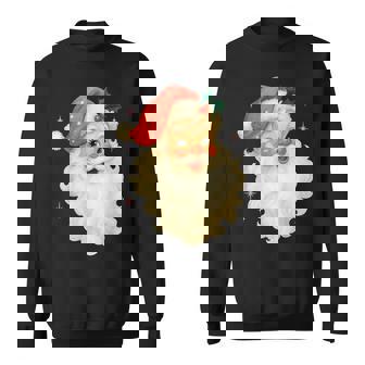 Santa Claus Pink Christmas Face Old Xmas Vintage Pink Santa Sweatshirt - Thegiftio