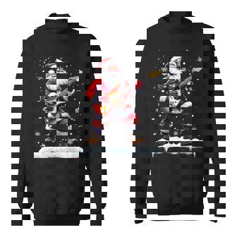 Santa Claus Playing Bass Guitar Christmas Xmas Music Sweatshirt - Monsterry