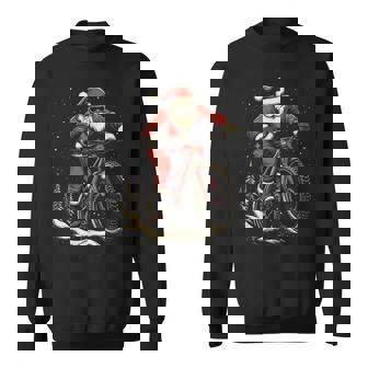 Santa Claus Riding Mountain Bike Christmas Mtb Biker Sweatshirt - Monsterry