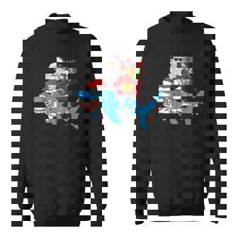 Santa Claus Riding Shark Lover Merry Christmas Xmas For Kids Sweatshirt Unisex | Mazezy