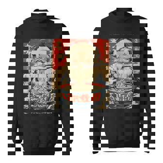 Santa Eating Ramen Noodles Ukiyo-E Inspired Christmas Pajama Sweatshirt - Seseable