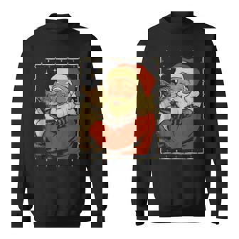 Santa Hugging Cat Cute Feline Cat Lover Owner Christmas Sweatshirt - Monsterry