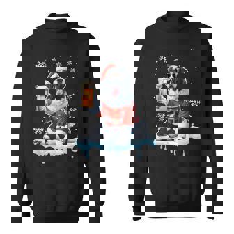 Santa Landseer Sunglasses Drinking Beer Christmas Owner Sweatshirt | Seseable CA