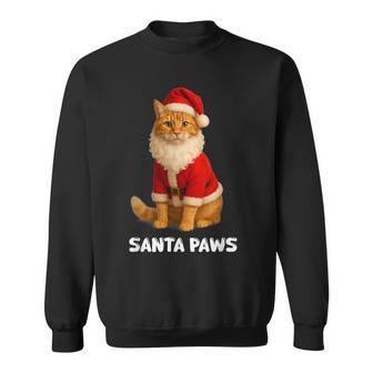 Santa Paws Orange Tabby Cat Christmas Holiday Sweatshirt - Thegiftio UK