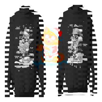 Santa Pomeranian Sunglasses Drinking Beer Christmas Owner Sweatshirt | Seseable CA