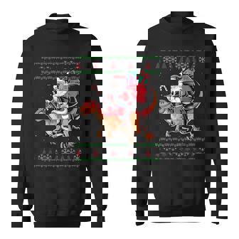 Santa Riding Dinosaur Animal Ugly Christmas Sweater Sweatshirt Unisex | Mazezy