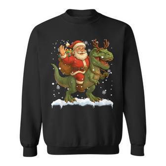 Santa Riding Dinosaur T Rex Christmas Boys Xmas Squad Sweatshirt - Thegiftio UK