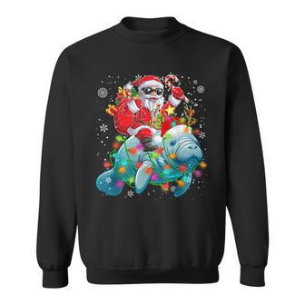 Santa Riding Mana Reindeer Christmas Lights Sea Animal Sweatshirt | Seseable UK
