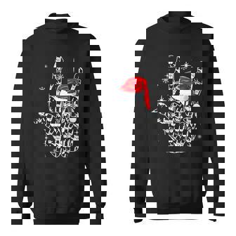 Santa Rock Hand Sign Language Christmas Rock Music Lover Sweatshirt Unisex | Mazezy