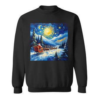 Santa Sleigh Starry Night Christmas Van Gogh Sweatshirt - Thegiftio UK