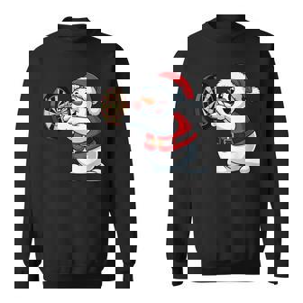 Santa Snowman Playing Darts Christmas Winter Pajama Sweatshirt Unisex | Mazezy